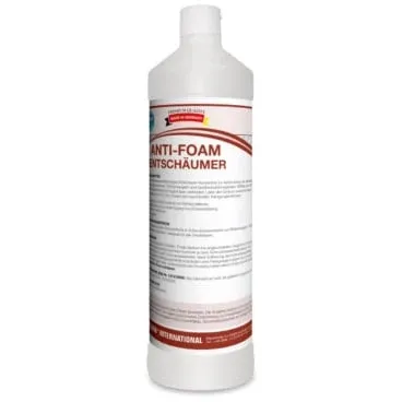 Der Arcora Anti-Schaum Entschäumer (1 l) von Arcora International GmbH kommt in einer weißen Kunststoffflasche mit rot-weißer Beschriftung, mehrsprachiger Anleitung und Schraubverschluss - ideal für industrielle Reinigungsprozesse.