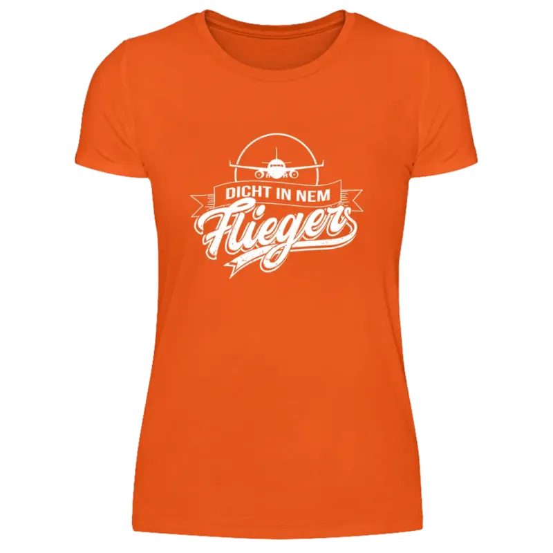 Dicht in nem Flieger - Damen T-Shirt Farbe Orange