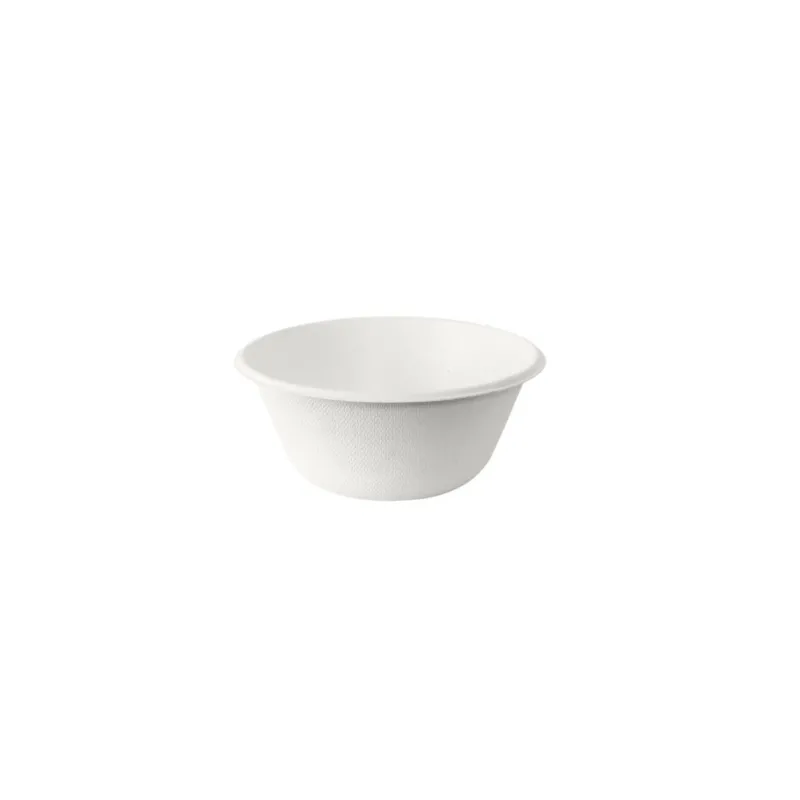 Eine Coppa Schale 250 ml - unbeschichtet Weiß Bagasse 116x116x50 von Duni GmbH steht mittig auf einem weißen Hintergrund. Die umweltfreundliche Schale wirkt wie ein Einweggeschirr, hat leicht strukturierte Seiten und ist aus kompostierbarer Bagasse hergestellt. Packung (50 Stück).