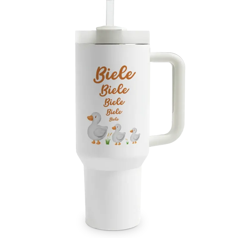 Biele Biele Biele - XXL Thermobecher mit Trinkhalm und Henkel - 1,2 Liter Füllmenge