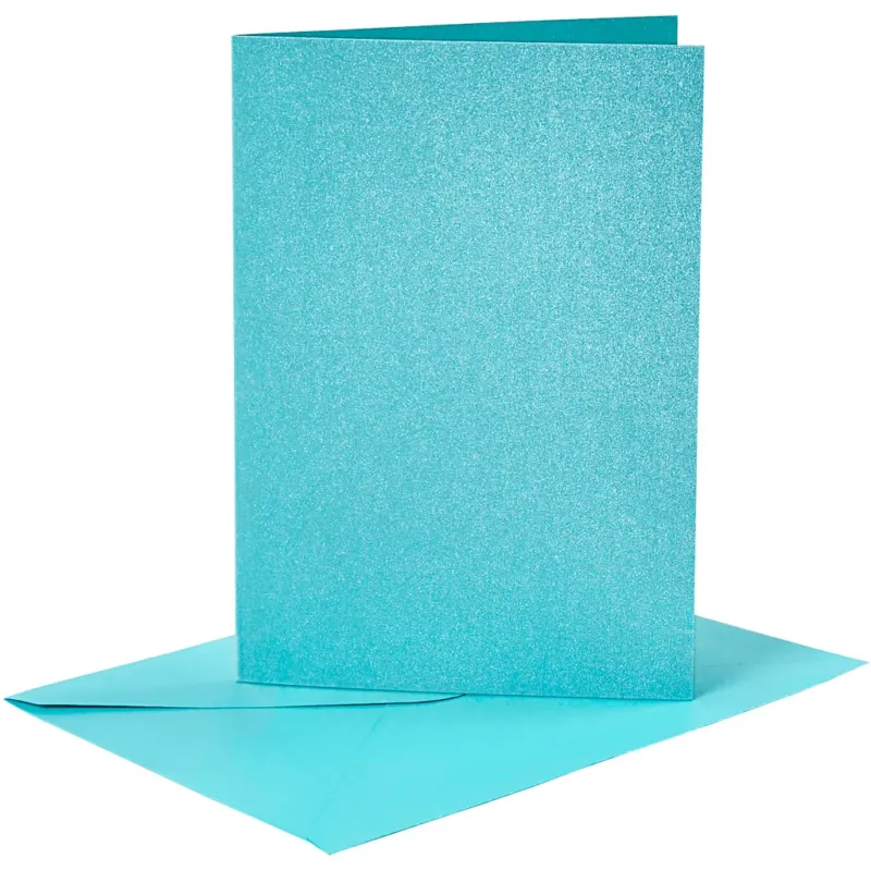 Cards and Envelopes, card size 10,5x15 cm, envelope size 11,5x16,5 cm, mother of pearl, 120+210 g, blue, 4 set