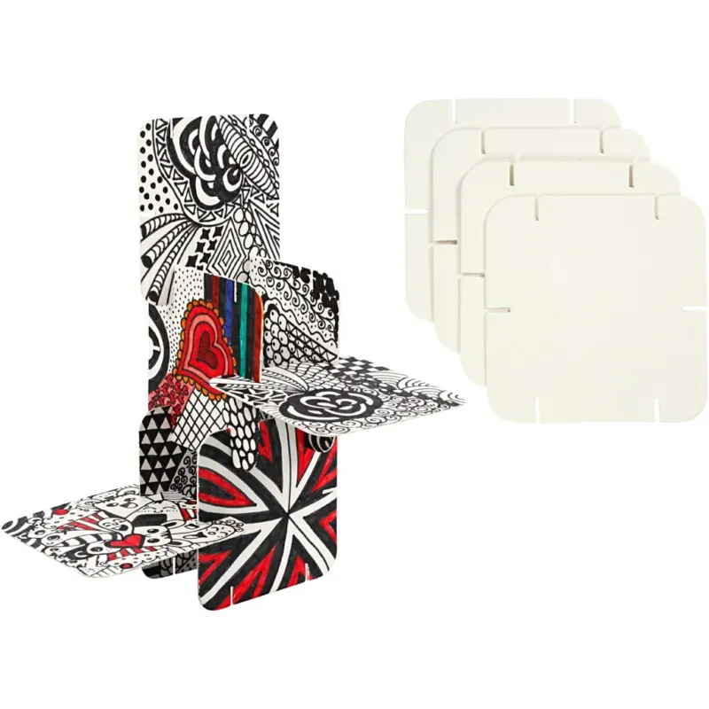 Construction Pieces, size 9,3x9,3 cm, thickness 1,2 mm, white, 200 pc