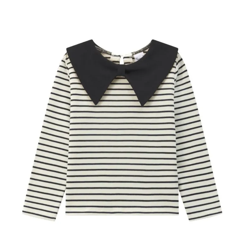 Gestreiftes Sweatshirt mit schwarzer Schleife