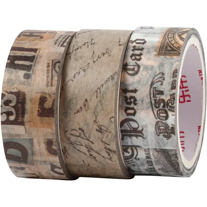 Washi Tape, Letter correspondence, L: 5 M, W: 15 mm, 3 roll