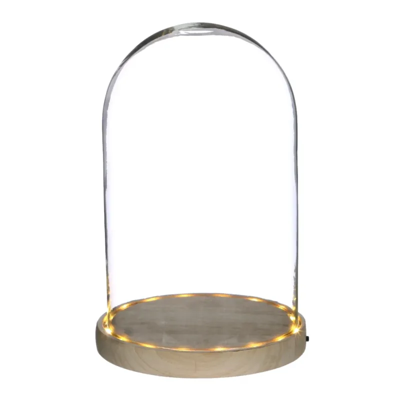 Glass LED jar with wooden base Ø17cm (1 pcs.)