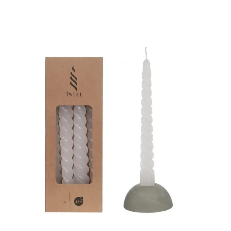 Candles twisted white 19cm high (4 pcs.)