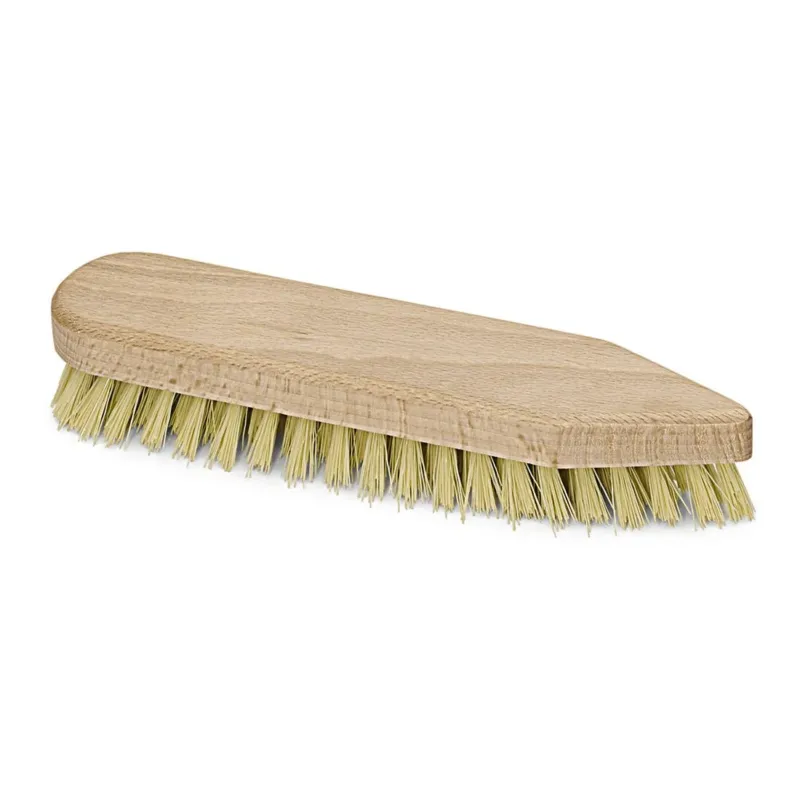 Die Nölle Profi-Bürste Scheuerbürste, 20 cm, spitz-rund von Nölle Profi Brush Bürsten- & Pinseltechnik e.K. hat einen Holzgriff und dichte, steife Fibre-Ersatz-Borsten für eine effektive Reinigung. 1 Stück enthalten.