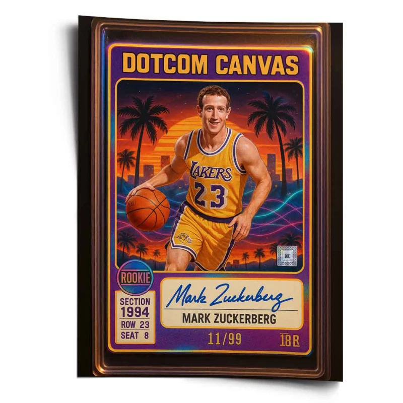DOTCOMCANVAS Mark Zuckerberg Basketball Card Poster Frontansicht