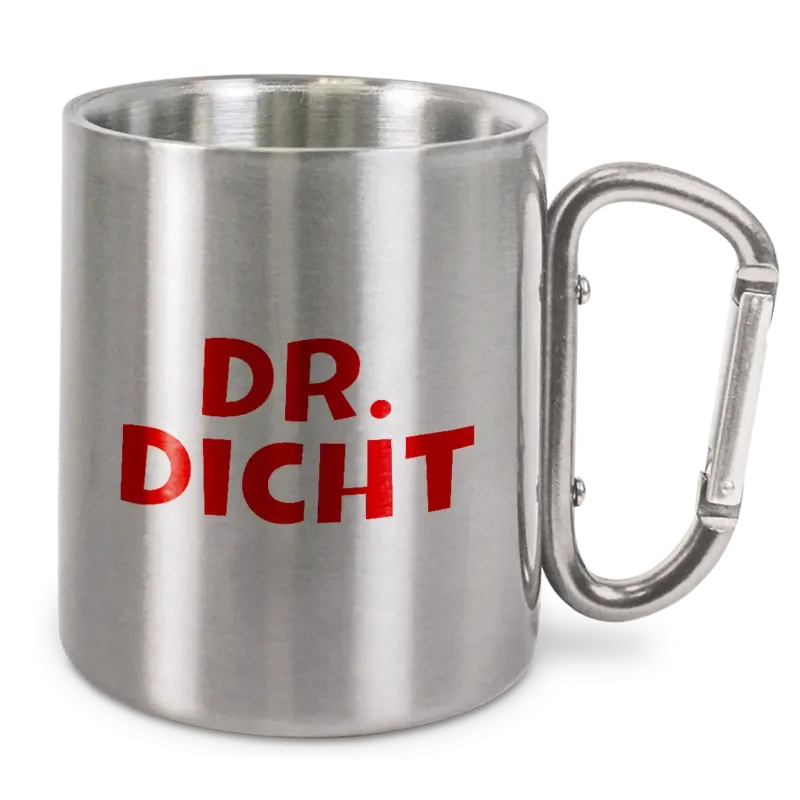 Dr. Dicht - Edelstahl-Trinkbecher mit Karabinerhaken