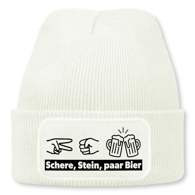 Schere, Stein, paar Bier - Beanie #farbe_weiss