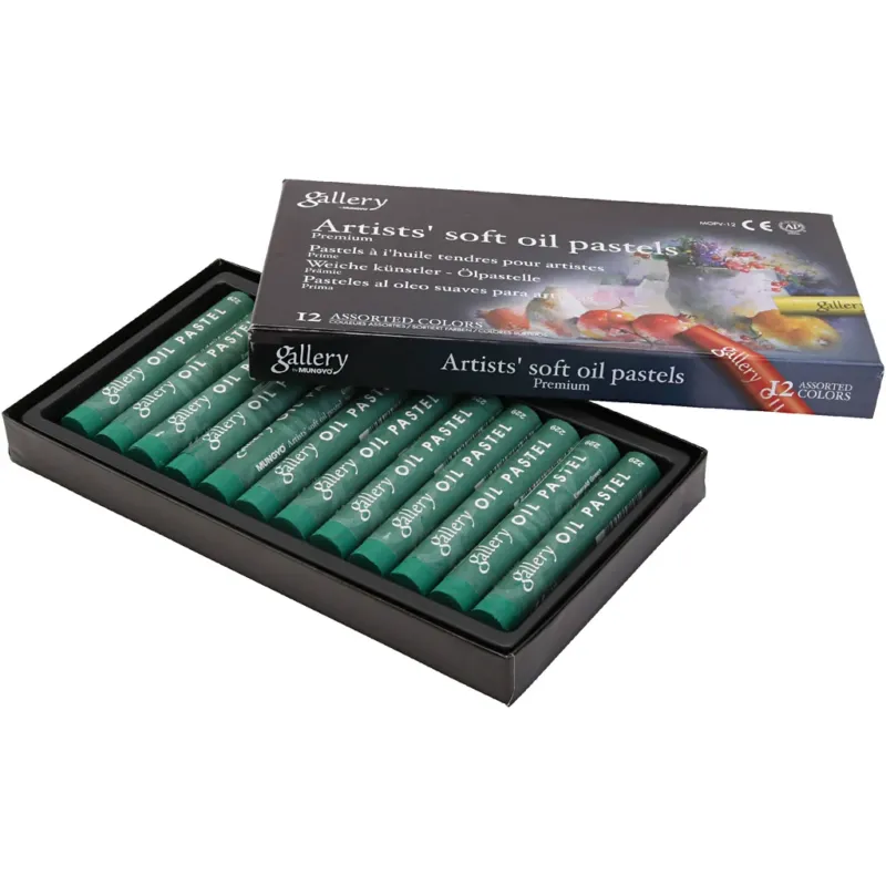 Gallery Oil Pastel, L: 7 cm, dia. 11 mm, thickness 11 mm, emerald green, 12 pc