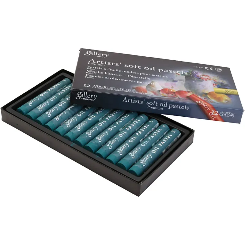 Gallery Oil Pastel, L: 7 cm, dia. 11 mm, thickness 11 mm, malachite green (180), 12 pc