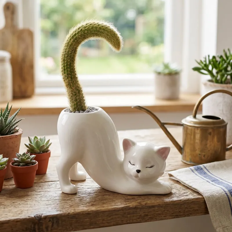 Grow a Tail Cat-Shaped Planter Vase - Image 0