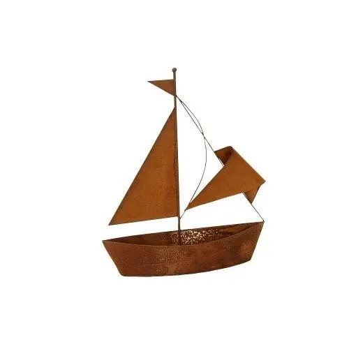 Schiff zum Bepflanzen 66 cm – dekoratives Pflanzschiff aus Eisen in Rostoptik