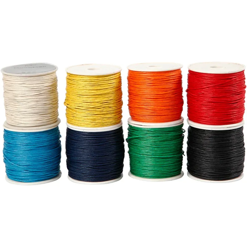 Cotton Cord, thickness 1 mm, assorted colours, 8x40 m