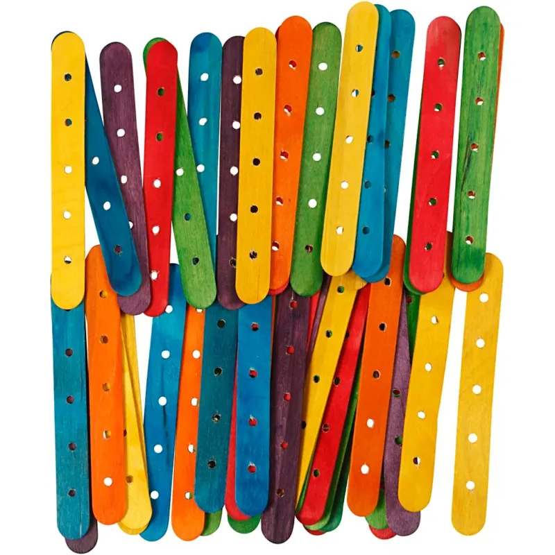 Construction sticks, L: 15 cm, W: 1,8 cm, hole size 4 mm, assorted colours, 500 asstd.