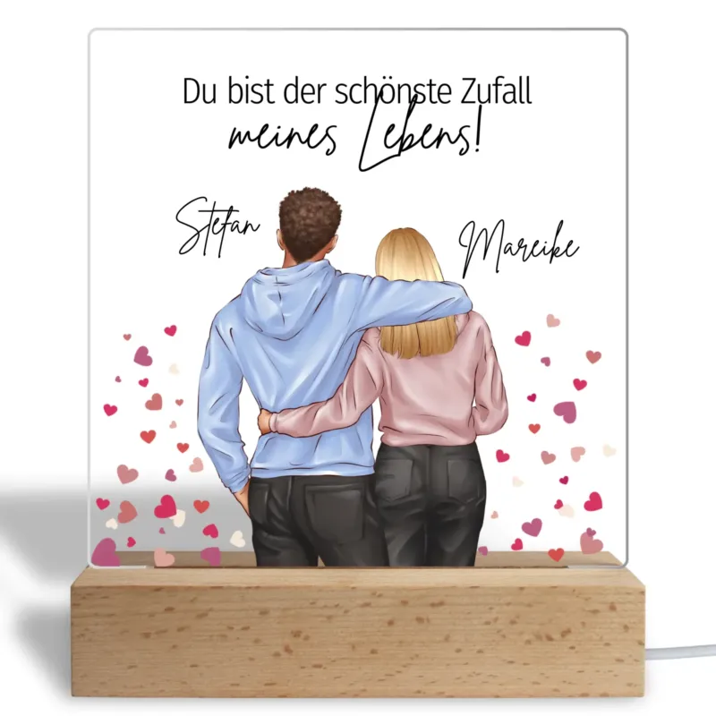 Personalisiertes Acryl Glasbild - Liebesspruch mit Pärchen und Namen - Liebesgeschenk