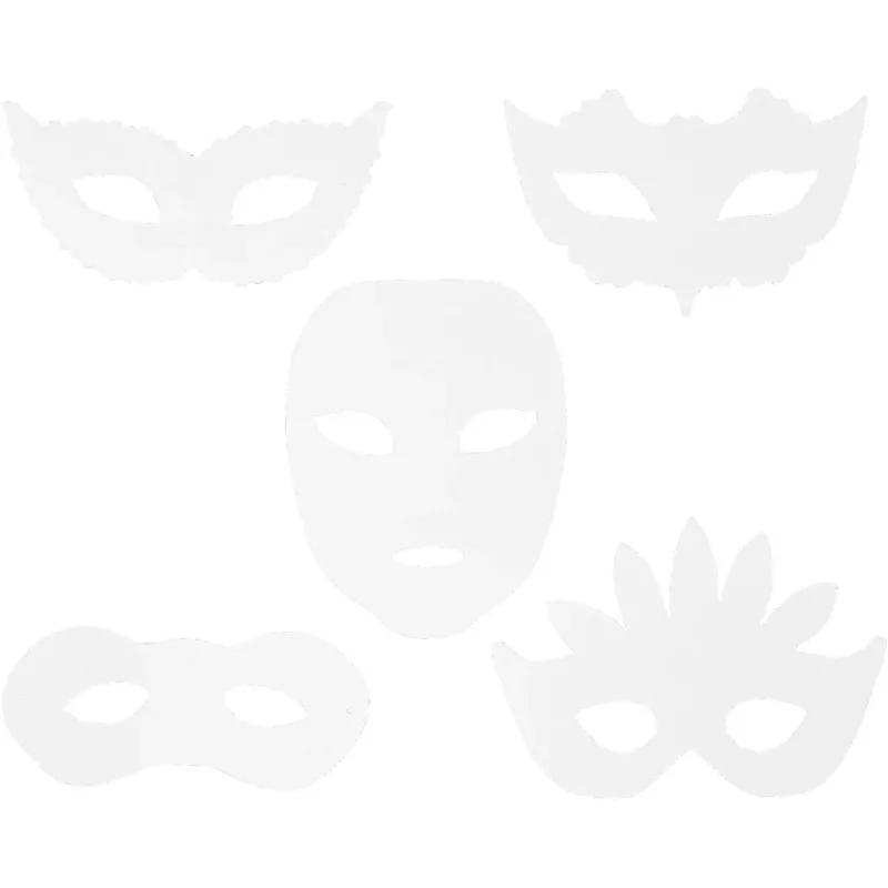 Masquerade Masks, H: 8,5-19 cm, W: 15-20,5 cm, 230 g, white, 16 pc