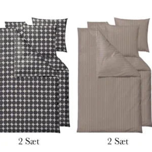 Bettwäsche, 4er Set - Södahl Kombipack - 2x Bubbles Ash & 2x Zen Taupe