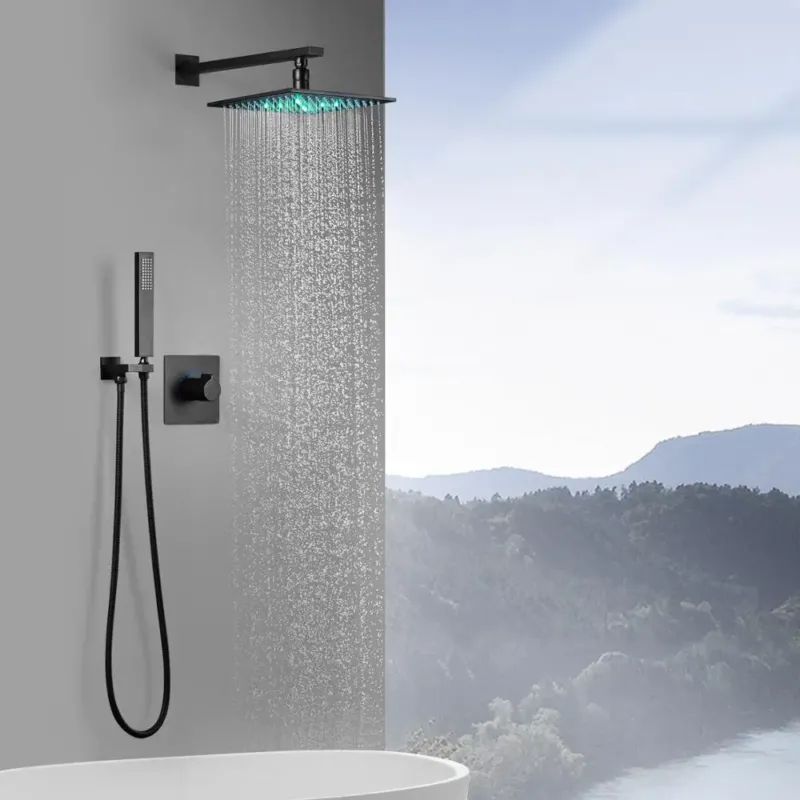 Matte Black Modern LED Modern Rainfall Shower Set - Image 0