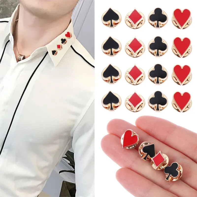 Zinc Alloy Poker Card Collar Clips Brooch Set - Image 0