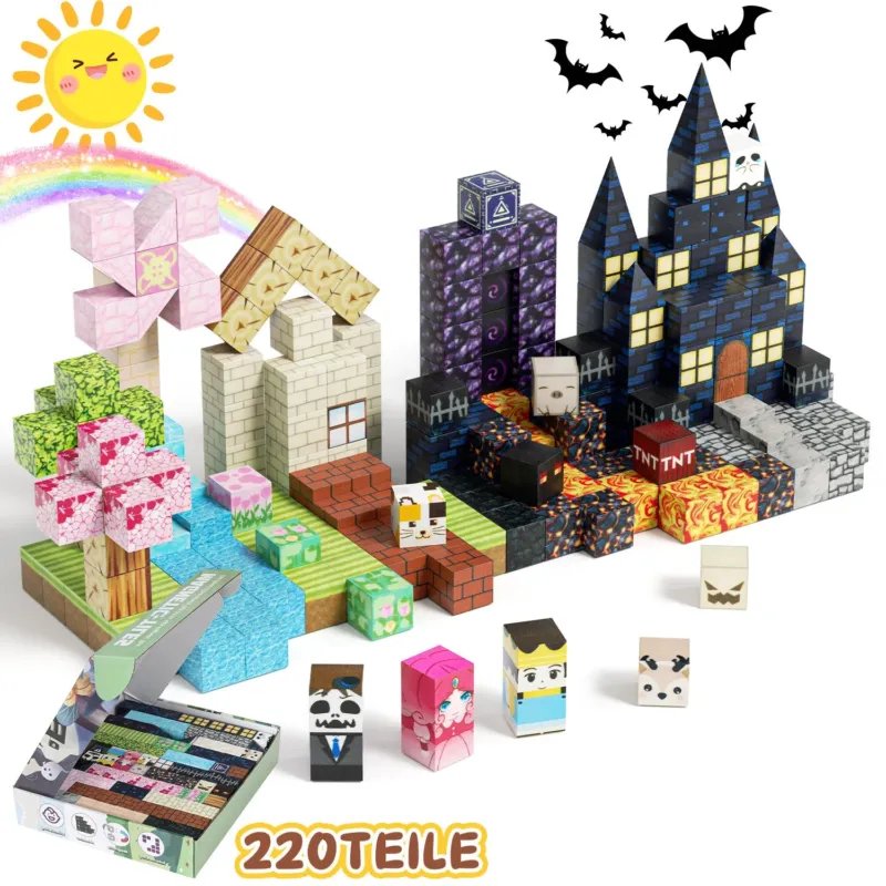 BMOT Magnetische Bausteine Würfel Kinder 220 Stück
