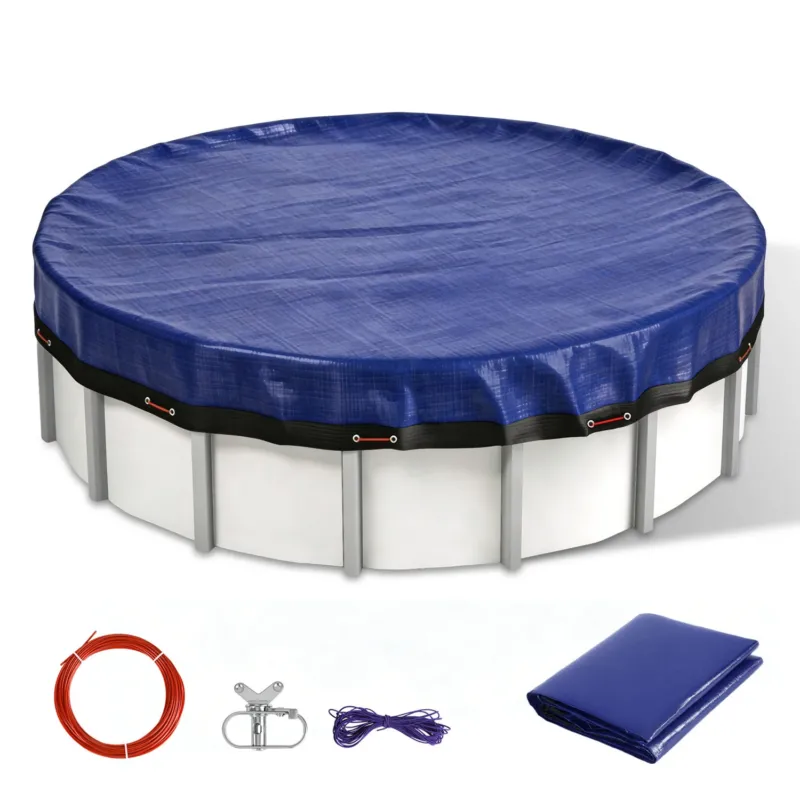 BMOT Poolabdeckung Rund Poolplane 160 g/m² für Aufstellpool