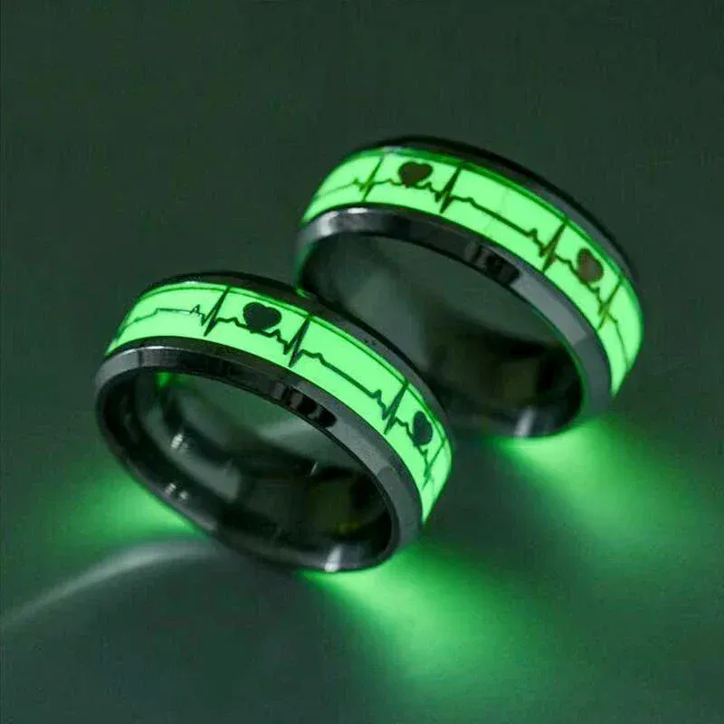 Heart Beat Titanium Steel Couple Rings - Image 0