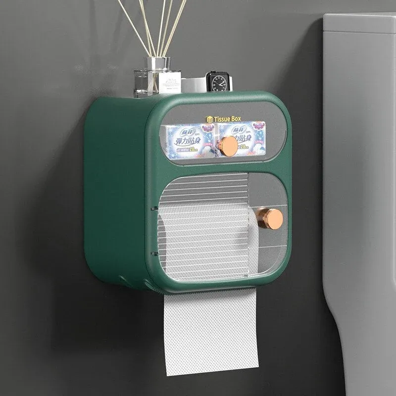 MultiBox Wall-Mounted Toilet Paper Towel Storage Box - Image 0