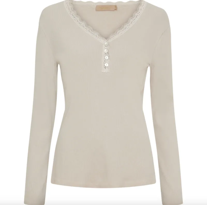 Bluse Masha mit Knöpfen - Beige
