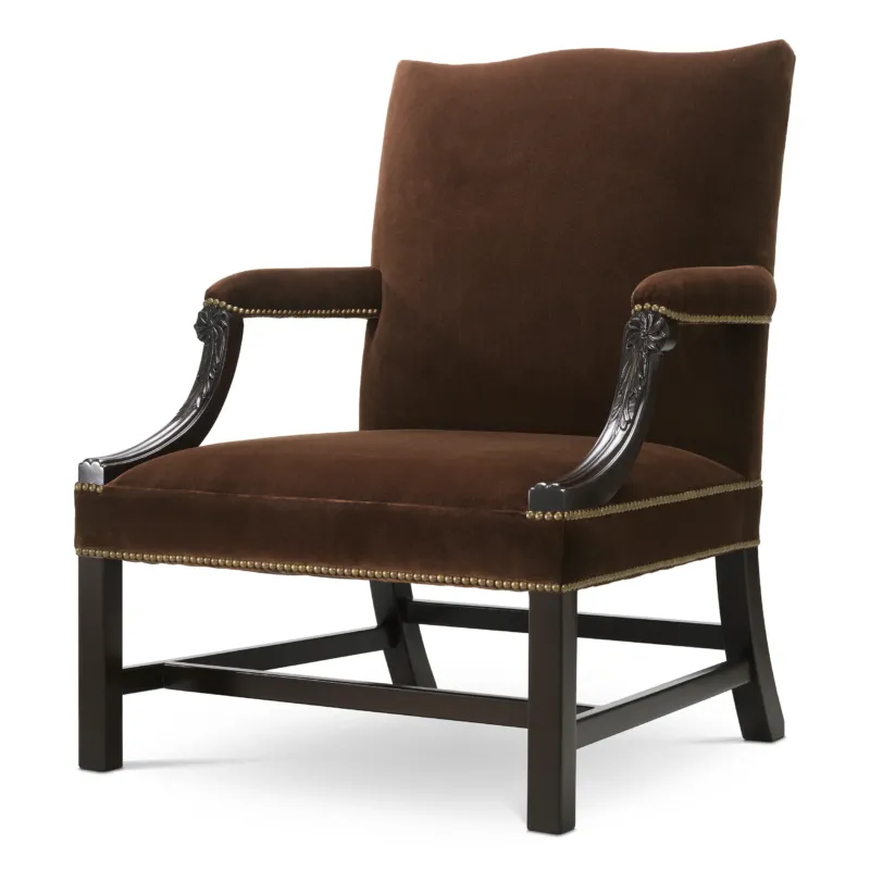 Brown Velvet Lounge Chair Elisha | Eichholtz Miami