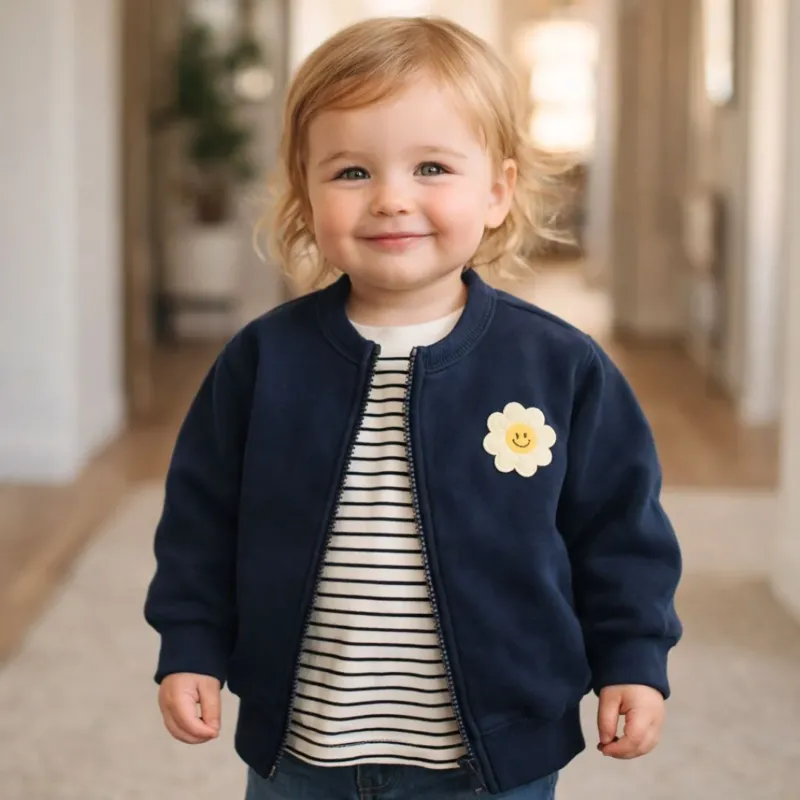 Sweatshirtjacke für Kinder 'Smiling Flower' navy