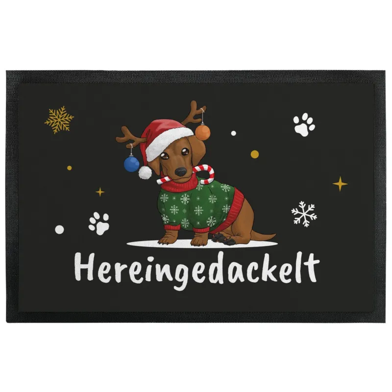 Bild: Fußmatte mit Gummilippe - Hereingedackelt (Weihnachten).