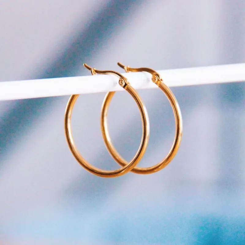 Damen Creolen 'Hoops Basic' gold 30 mm