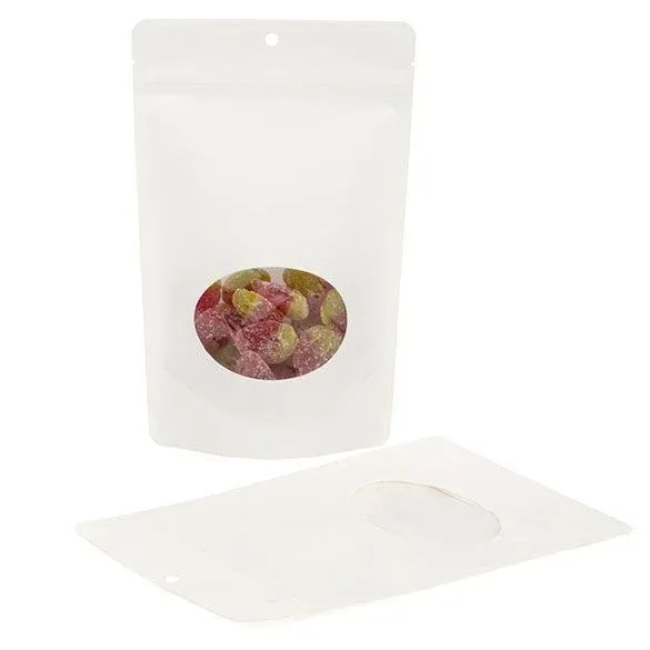 Stand Up Pouches Compostable Kraft White with oval Window 14.9x8.9x23.2cm | 312 grams