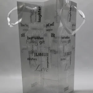 Luxury Gift Bag 12.5x30cm Transparent with Grey Print