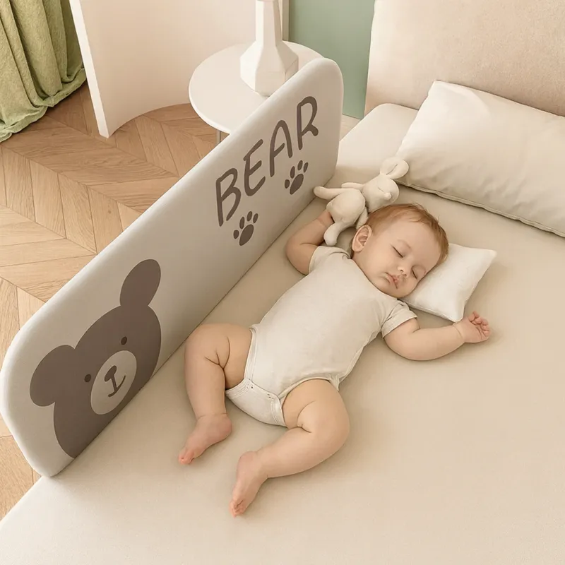Cute Bear Anti-Fall Foldable Safety Bed Fence - Image 0