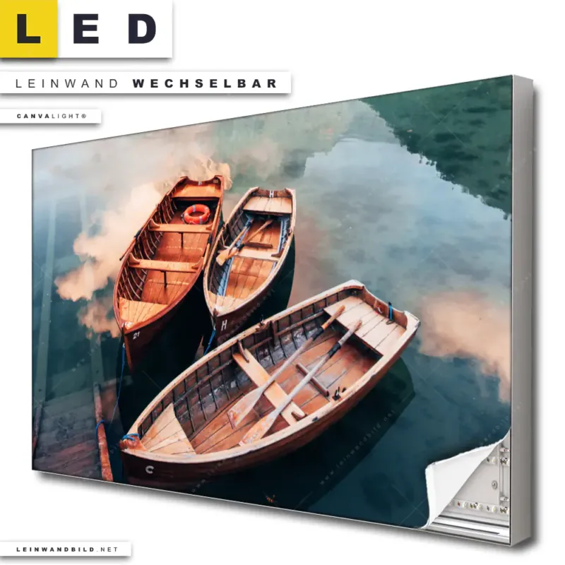 Led Leinwandbild Boote Im Bergsee Querformat Produktvorschau