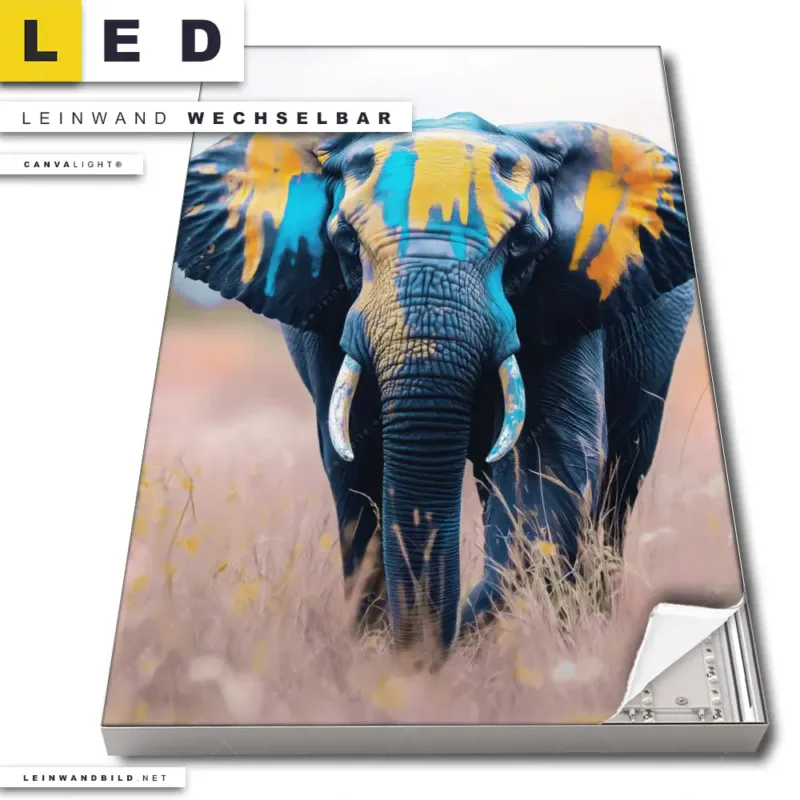 Led Leinwandbild Elefant Farben Der Wildnis Hochformat Produktvorschau