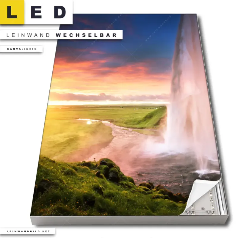 Led Leinwandbild Islaendischer Wasserfall Hochformat Produktvorschau