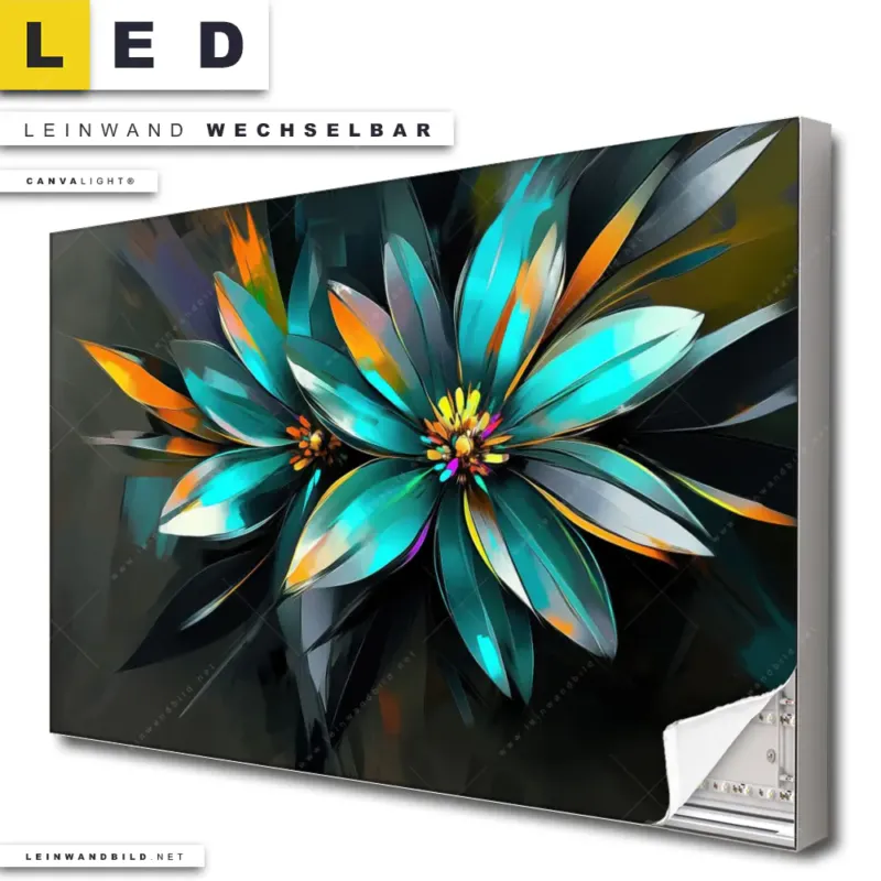 Led Leinwandbild Leuchtende Fantasieblueten Querformat Produktvorschau