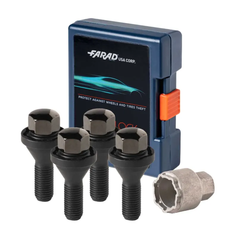 Radschloss Satz Radschrauben für Dacia Duster mk1 2010-2017 Schwarz 4x M12X1,5