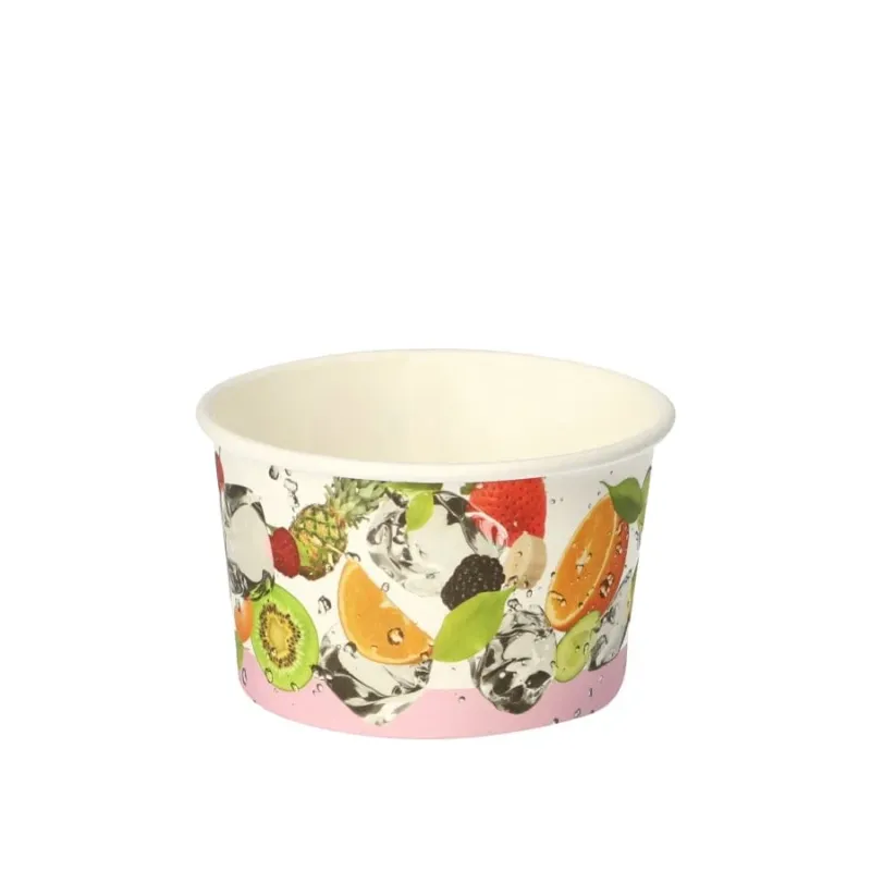 Papstar Eisbecher Pappe, rund, 150 ml, Motiv "Früchte"