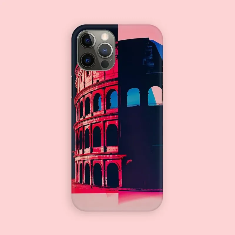 The Colosseum Rome Pink and Blue Phone Case